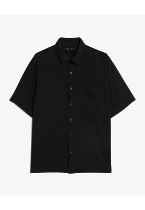 Camisa  Para Hombre Manga Corta Con Bolsillo Cuello C Color Negro Marca Seven Seven #45012242