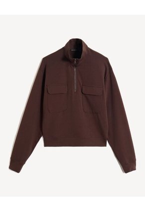 Buso Half Zipper Crop  Para Mujer Café Seven Seven