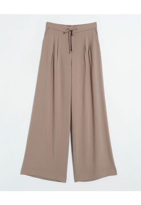 Pantalón Amplio Con Cordón  Para Mujer Taupe Seven Seven