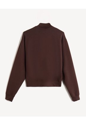 Buso Half Zipper Crop  Para Mujer Café Seven Seven