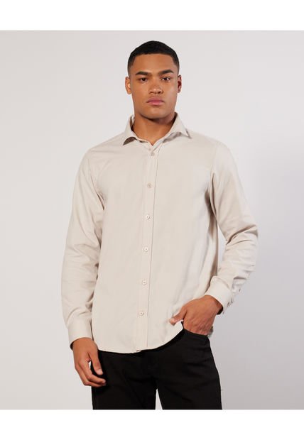 Camisa Para Hombre Manga Larga  Color Avena Marca Seven Seven #45011967