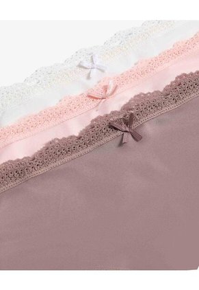 Pack X3 Panty Tipo Hipster Con Encaje X3 Para Mujer Rosa Seven Seven