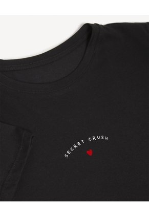 Camiseta Estampada "Secret Crush"  Para Mujer Negro Seven Seven
