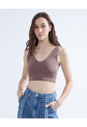 Camiseta Para Mujer Manga Sisa Color Cafe Marca Seven Seven #28095912