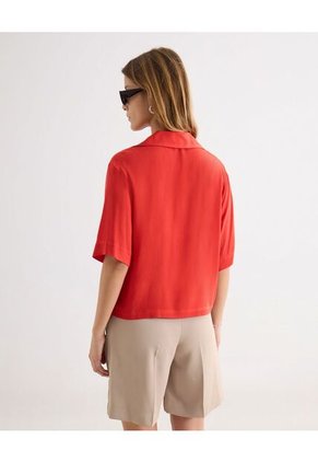 Camisa Cuello Abierto Fluida  Para Mujer Rojo Seven Seven