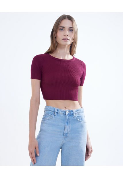 Camiseta Para Mujer Manga Corta Color Vino Marca Seven Seven #28095600