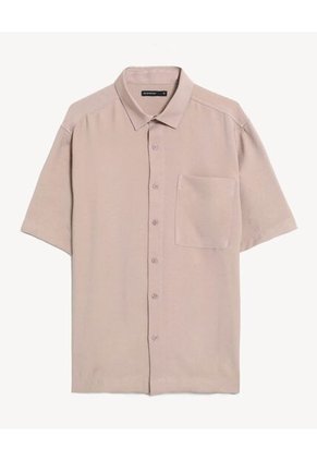 Camisa Relaxed Con Bolsillo  Para Hombre Taupe Seven Seven