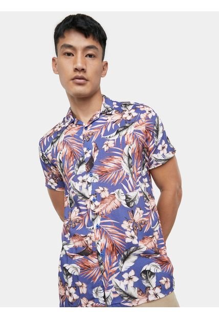 Camisa Para Hombre Manga Corta  Color Gris  Marca Seven Seven #45011693