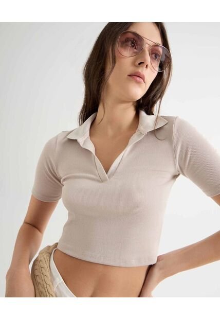 Camiseta Para Mujer Manga Corta Moda Color Avena Marca Seven Seven #28096196