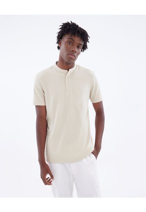 Polo Para Hombre Cuello Mao Color Beige Marca Seven Seven #45110785