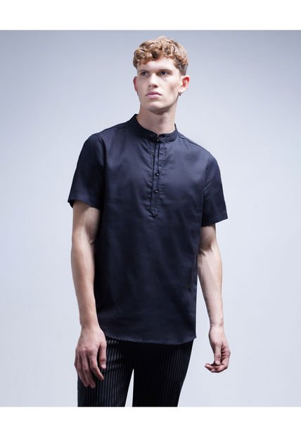 Camisa Para Hombre Manga Corta  Color Negro Marca Seven Seven #45011961