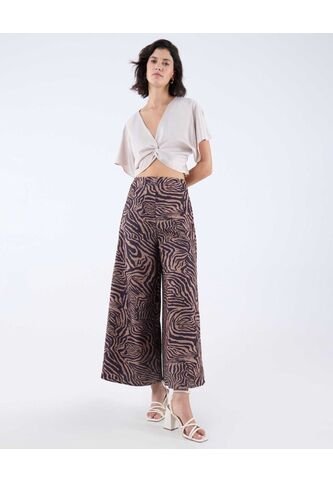 Pantalón Culotte Animal Print  Para Mujer Negro Seven Seven Seven Seven