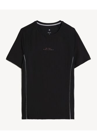 Camiseta Deportiva Texturizada  Para Hombre Negro Seven Seven Seven Seven