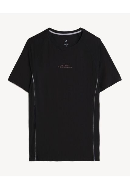 Camiseta Deportiva Texturizada  Para Hombre Negro Seven Seven