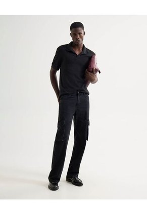 Polo Para Hombre Cuello Tejido Sin Bolsillo Color Negro Marca Seven Seven #45110889