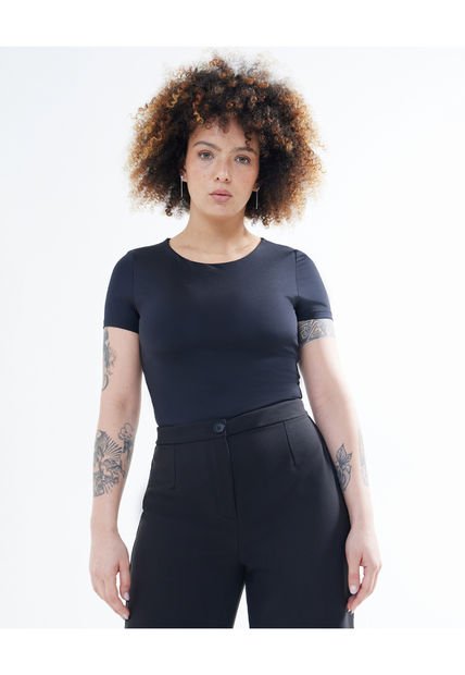 Crop Top Para Mujer Manga Corta Color Negro Marca Seven Seven #28095648
