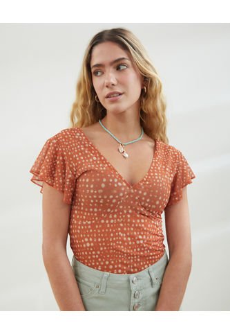 Camiseta Manga Corta Mujer Seven Poliéster Naranja 28095046-3331 Seven Seven