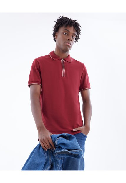 Polo Para Hombre Cuello Tejido  Color Vino Marca Seven Seven #45110778