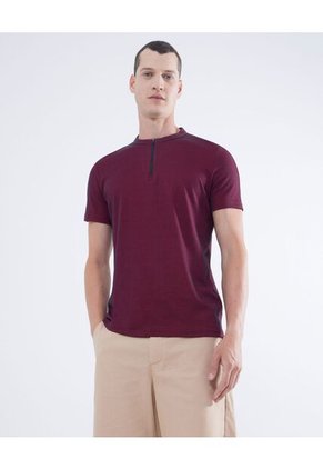 Polo Cuello Mao Con Cierre  Para Hombre Rojo Seven Seven