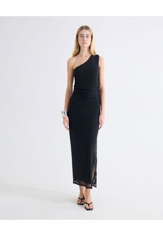 Vestido Maxi Cuello Anudado  Para Mujer Negro Seven Seven Seven Seven