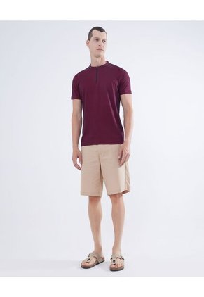 Polo Cuello Mao Con Cierre  Para Hombre Rojo Seven Seven