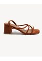 Sandalias Tacón Tiras Cruzadas  Para Mujer Camel Seven Seven de Seven Seven