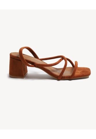 Sandalias Tacón Tiras Cruzadas  Para Mujer Camel Seven Seven Seven Seven