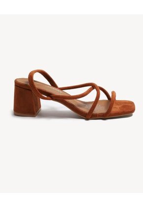 Sandalias Tacón Tiras Cruzadas Para Mujer Camel Seven Seven