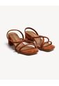 Sandalias Tacón Tiras Cruzadas  Para Mujer Camel Seven Seven de Seven Seven