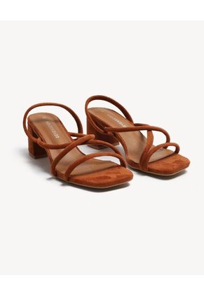 Sandalias Tacón Tiras Cruzadas Para Mujer Camel Seven Seven
