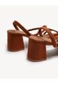 Sandalias Tacón Tiras Cruzadas  Para Mujer Camel Seven Seven de Seven Seven