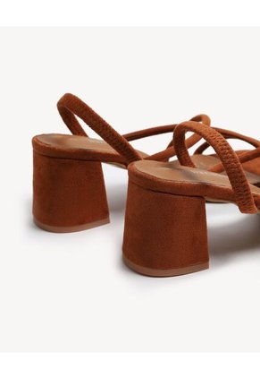 Sandalias Tacón Tiras Cruzadas Para Mujer Camel Seven Seven