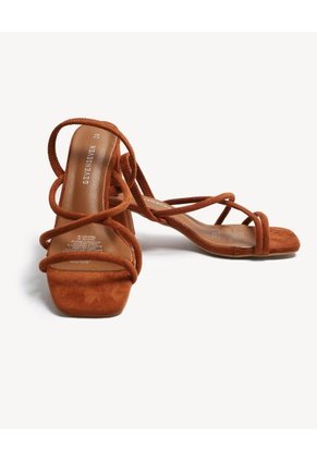 Sandalias Tacón Tiras Cruzadas Para Mujer Camel Seven Seven