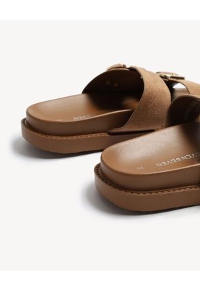 Sandalias Doble Hebilla  Para Mujer Taupe Seven Seven