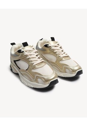 Tenis Retro Metalizados Para Mujer Oro Seven Seven