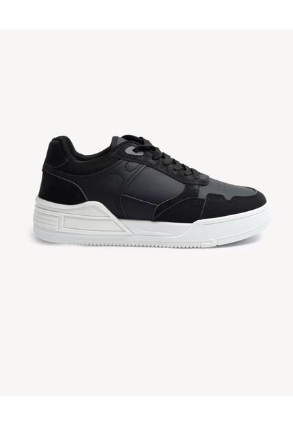 Tenis Monocromáticos De Suela Alta  Para Hombre Negro Seven Seven
