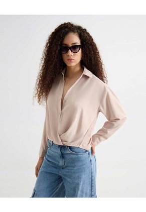 Blusa Para Mujer Manga Larga Color Beige Marca Seven Seven #28124087