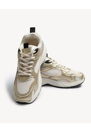 Tenis Retro Metalizados Para Mujer Oro Seven Seven