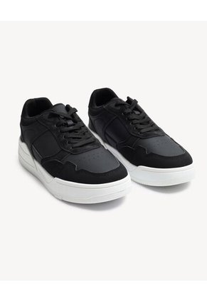 Tenis Monocromáticos De Suela Alta  Para Hombre Negro Seven Seven