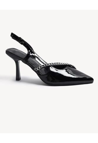 Tacones Slingback Con Cadenilla  Para Mujer Negro Seven Seven Seven Seven