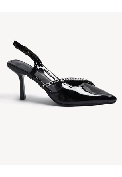 Tacones Slingback Con Cadenilla  Para Mujer Negro Seven Seven