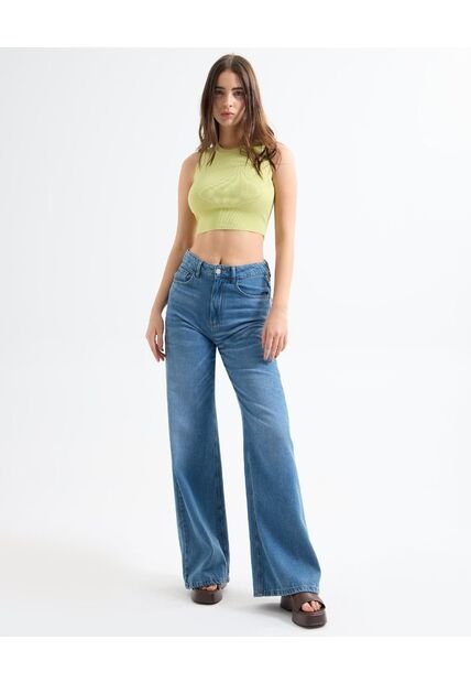 Jean Para Mujer Wide-Leg Color Azul Medio Marca Seven Seven #28160932