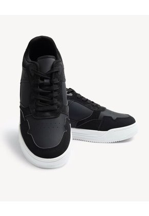 Tenis Monocromáticos De Suela Alta  Para Hombre Negro Seven Seven