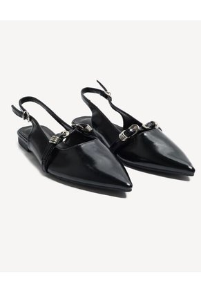Baletas Slingback Charol  Para Mujer Negro Seven Seven
