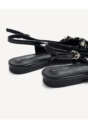 Baletas Slingback Charol  Para Mujer Negro Seven Seven