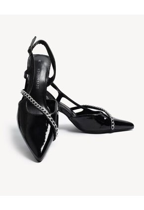 Tacones Slingback Con Cadenilla Para Mujer Negro Seven Seven
