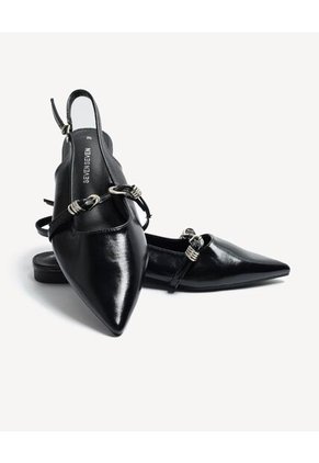 Baletas Slingback Charol  Para Mujer Negro Seven Seven