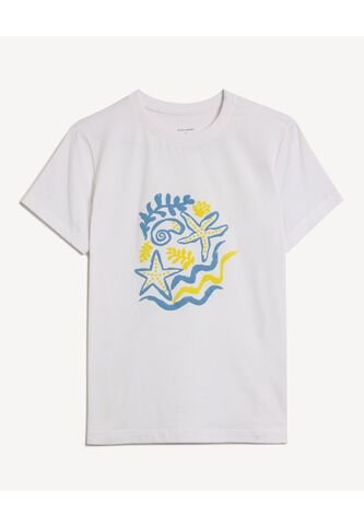 Camiseta Con Estampado Playero  Para Mujer Crudo Seven Seven Seven Seven