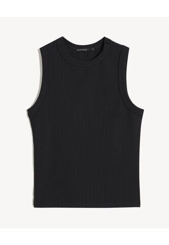 Camiseta Larga En Rib  Para Mujer Negro Seven Seven Seven Seven