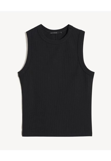 Camiseta Larga En Rib  Para Mujer Negro Seven Seven